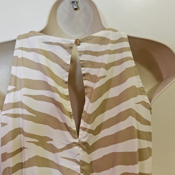 LOFT Tan & Cream Tiger Stripe Sleeveless Midi/Maxi Dress, Medium - Picture 12 of 16